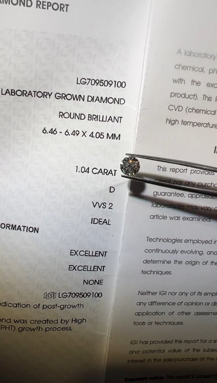 合成钻石裸石未镶嵌LG9100 1.04ct