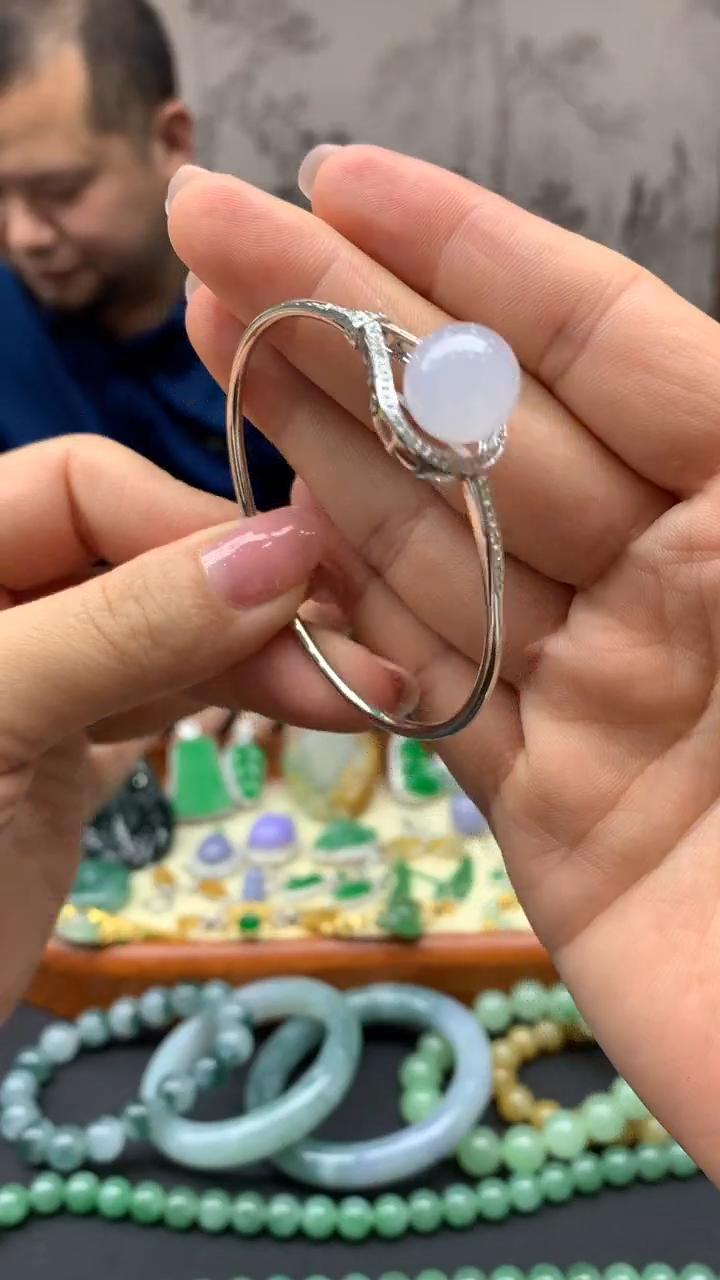 【闪购商品】翡翠手镯18K金镶嵌4-天然翡翠