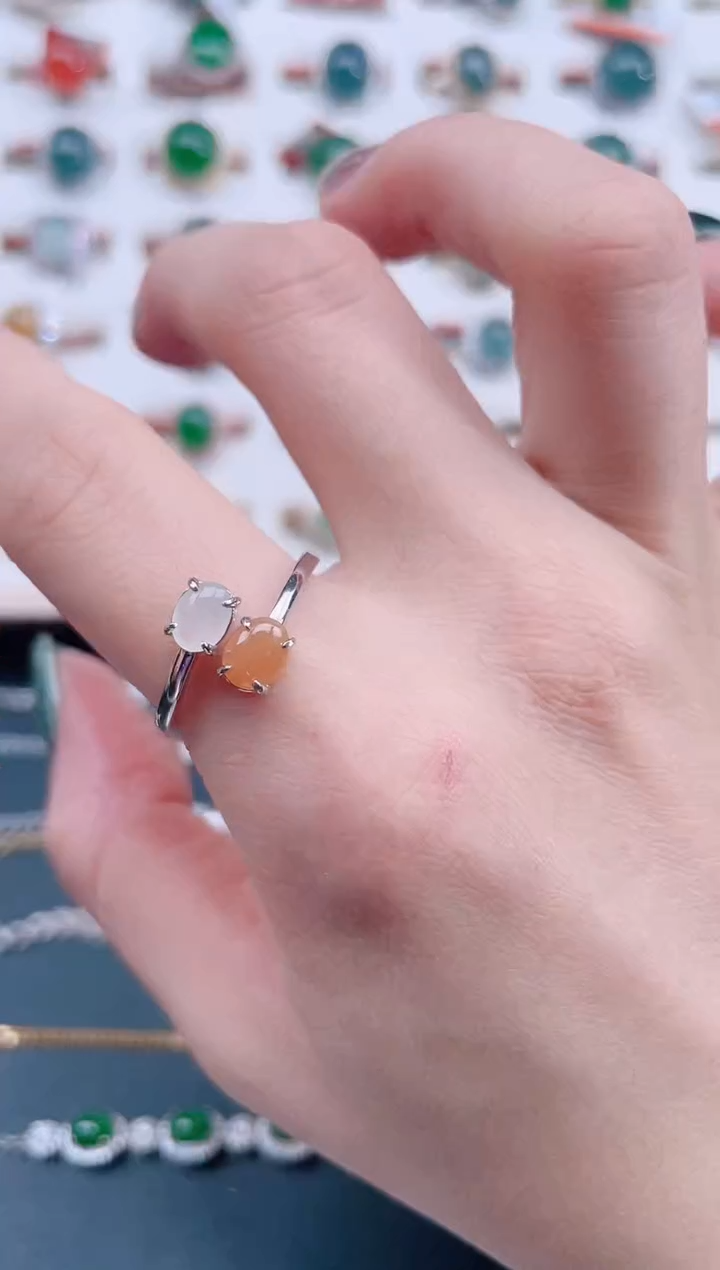 银S925镶嵌戒指翡翠天然翡翠