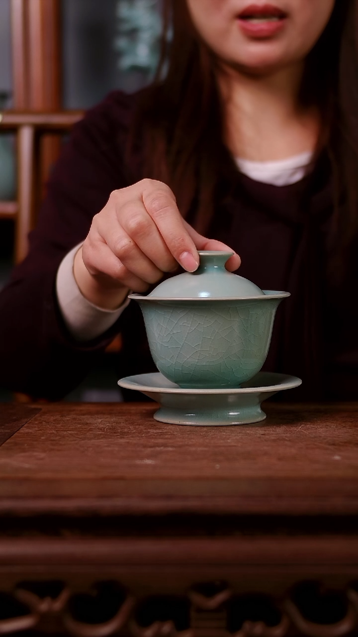 盖碗陶用*…青霁汝窑仿古釉   简装