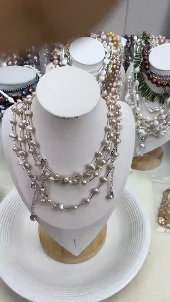 颈饰银S925镀金镶嵌淡水珍珠1