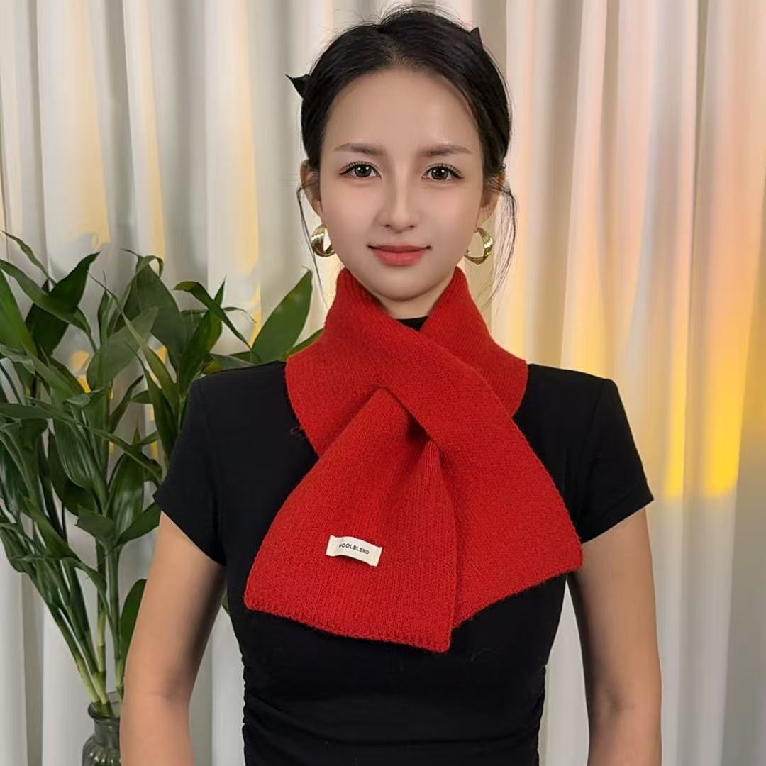 2025纯色短款围巾保暖厚款百搭男士女士通用时尚款围脖秋冬羊绒款