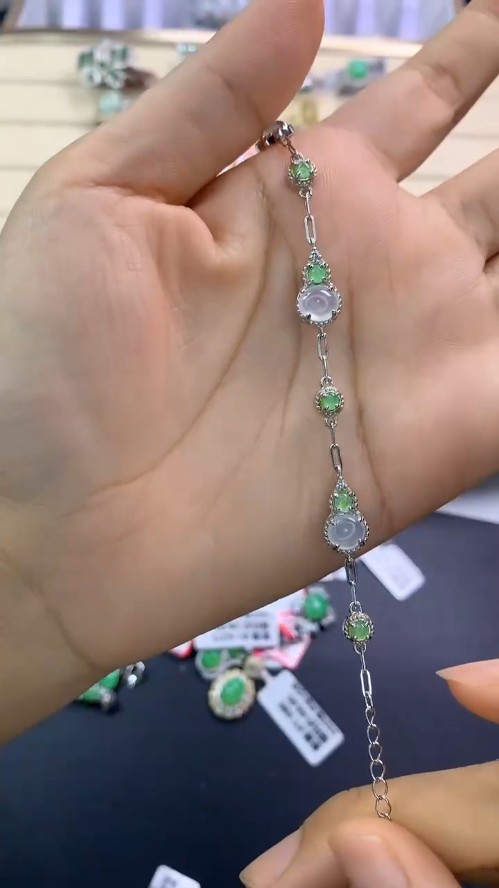 翡翠戒指银S925镶嵌翡翠 蛋面 银S925镶嵌