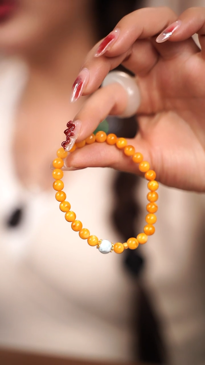 【闪购商品】蜜蜡手链银S925镶嵌X020805蜜蜡6m单圈