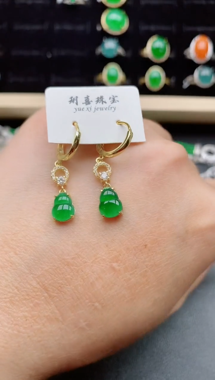 【闪购商品】翡翠耳饰银S925镶嵌850805