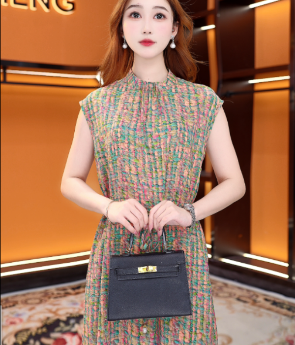 2025新款槿上桔梗连衣裙新中式中长款宽松裙子气质夏季正品女显瘦