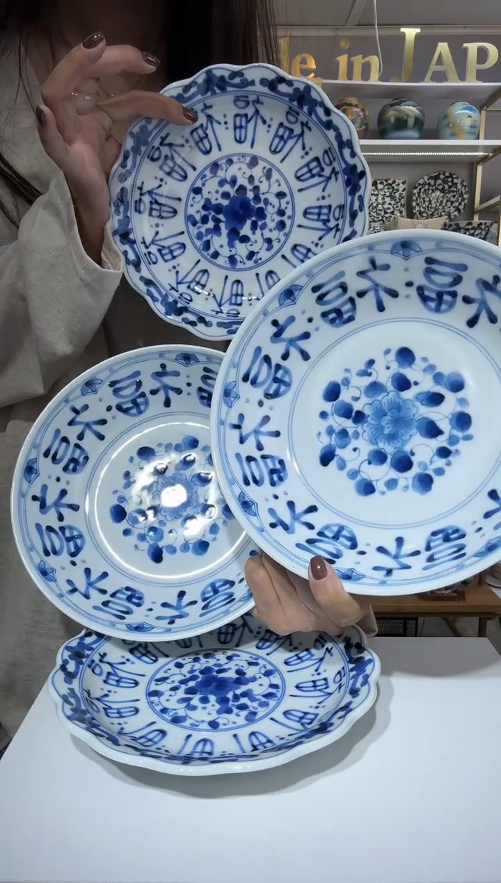 陶瓷21厘米意面盘2只+19厘米花瓣盘2只