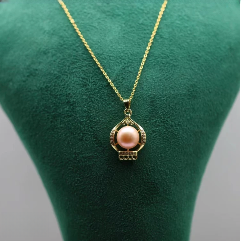 1专柜同款金桔色镶嵌经典时尚百搭项链坠链 手工diy