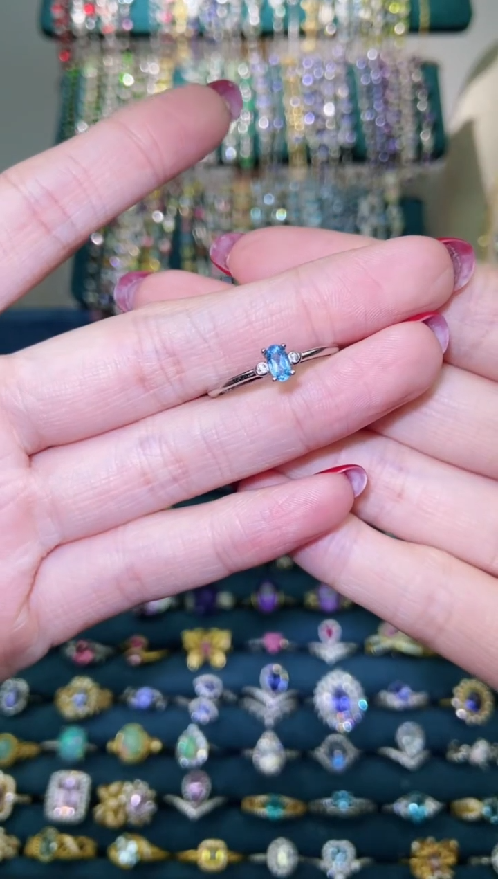 银S925镶嵌戒指托帕石11111111