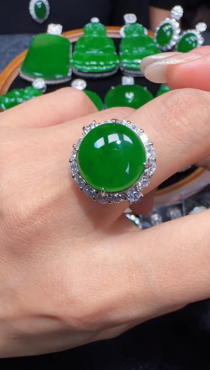 未镶嵌定制翡翠翡翠戒指74