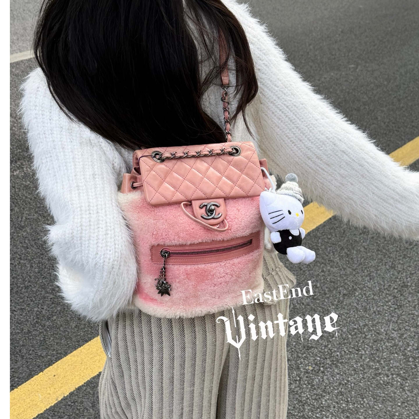 95新 Chanel/香奈儿 東区-羊羔毛萨尔茨堡油蜡皮双肩包/64515