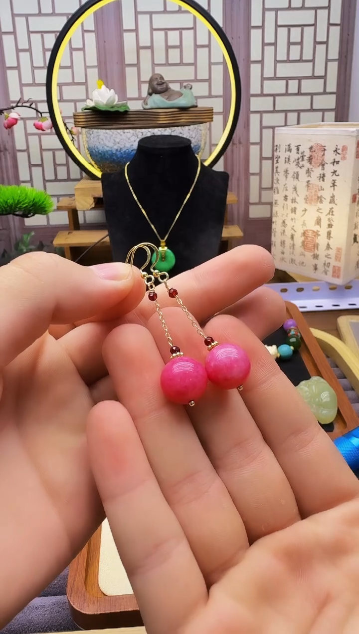 碧玺耳饰14K金镶嵌E190