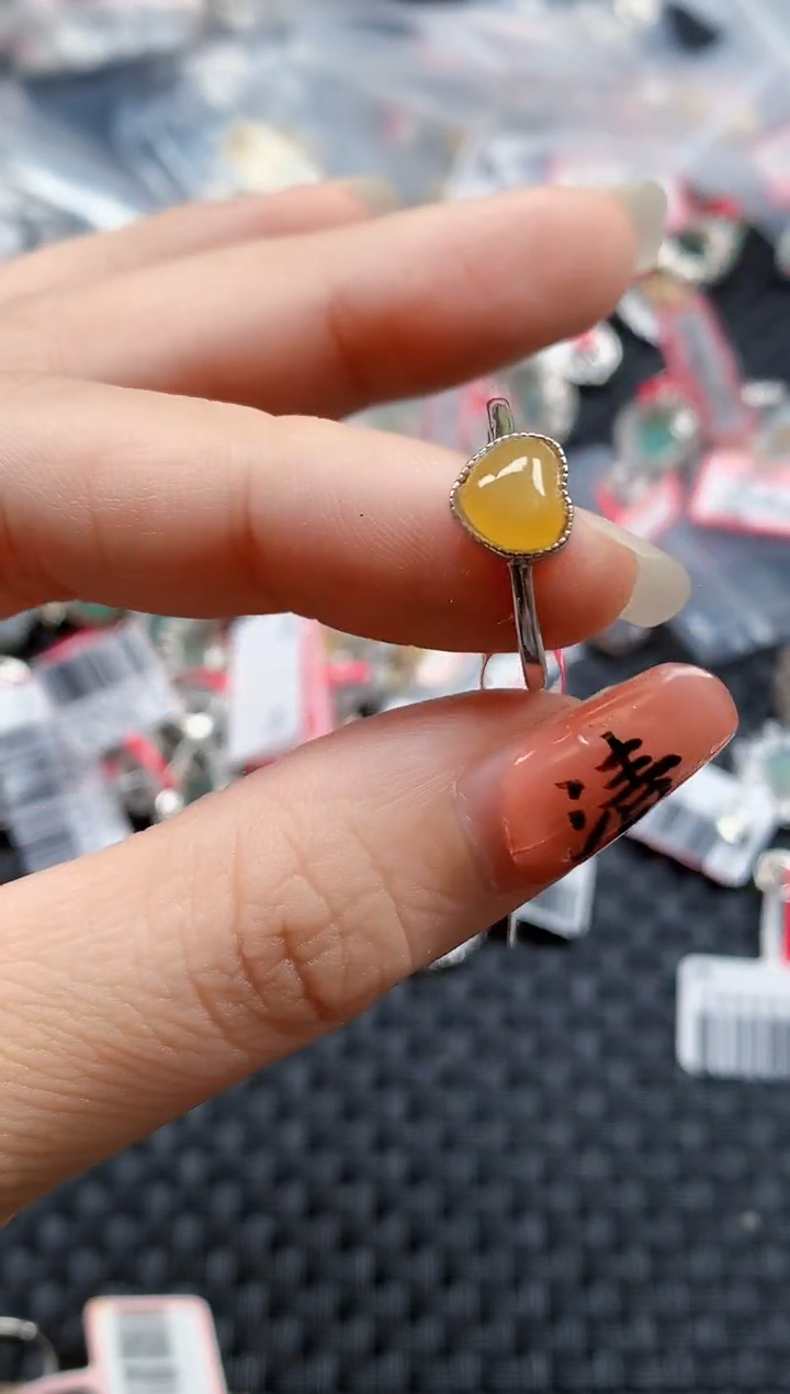 银S925镶嵌戒指翡翠天然A货缅甸翡翠