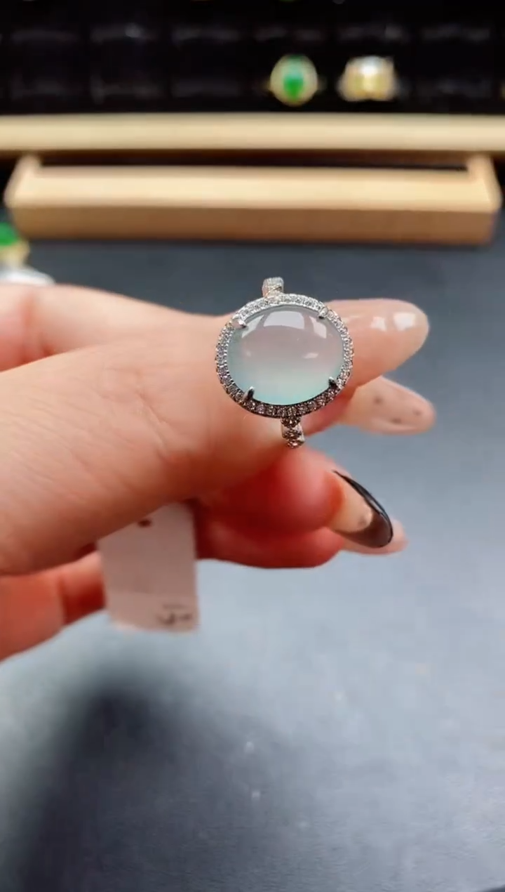 银S925镶嵌戒指翡翠1