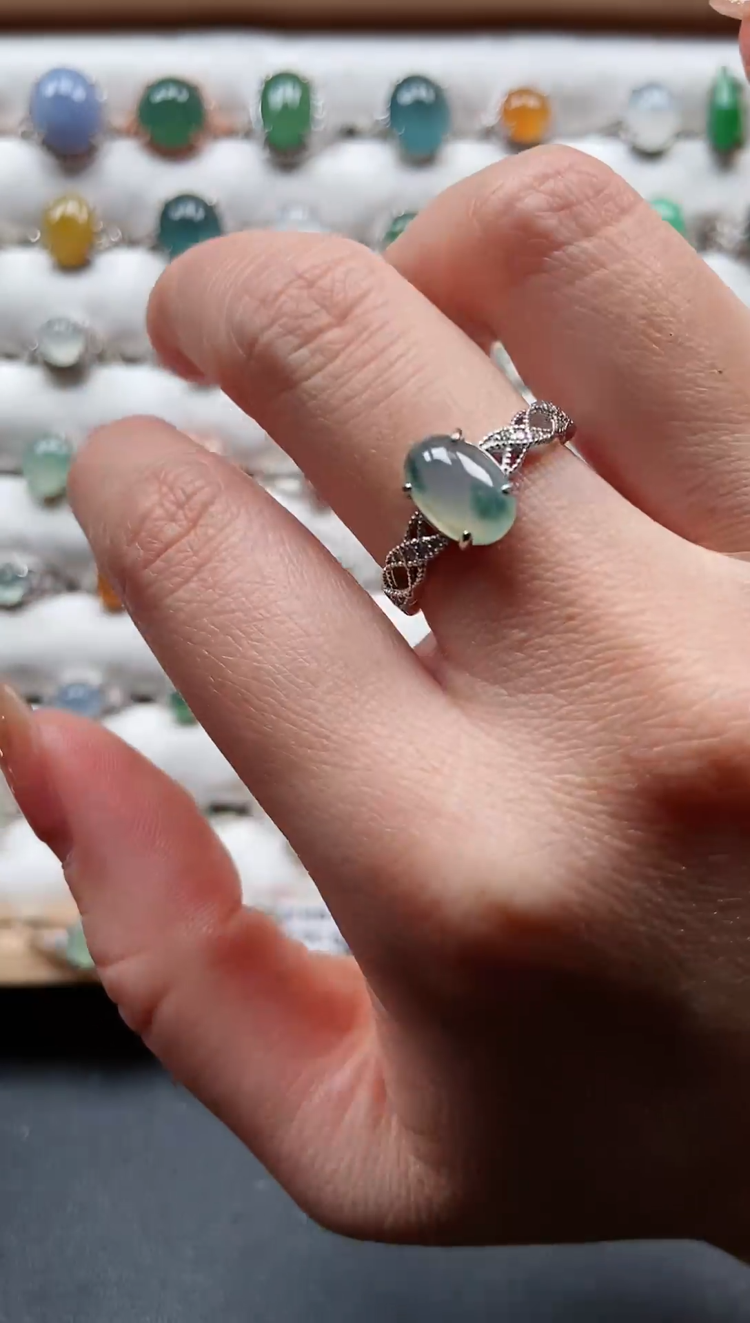 【闪购商品】翡翠戒指银S925镶嵌33333333