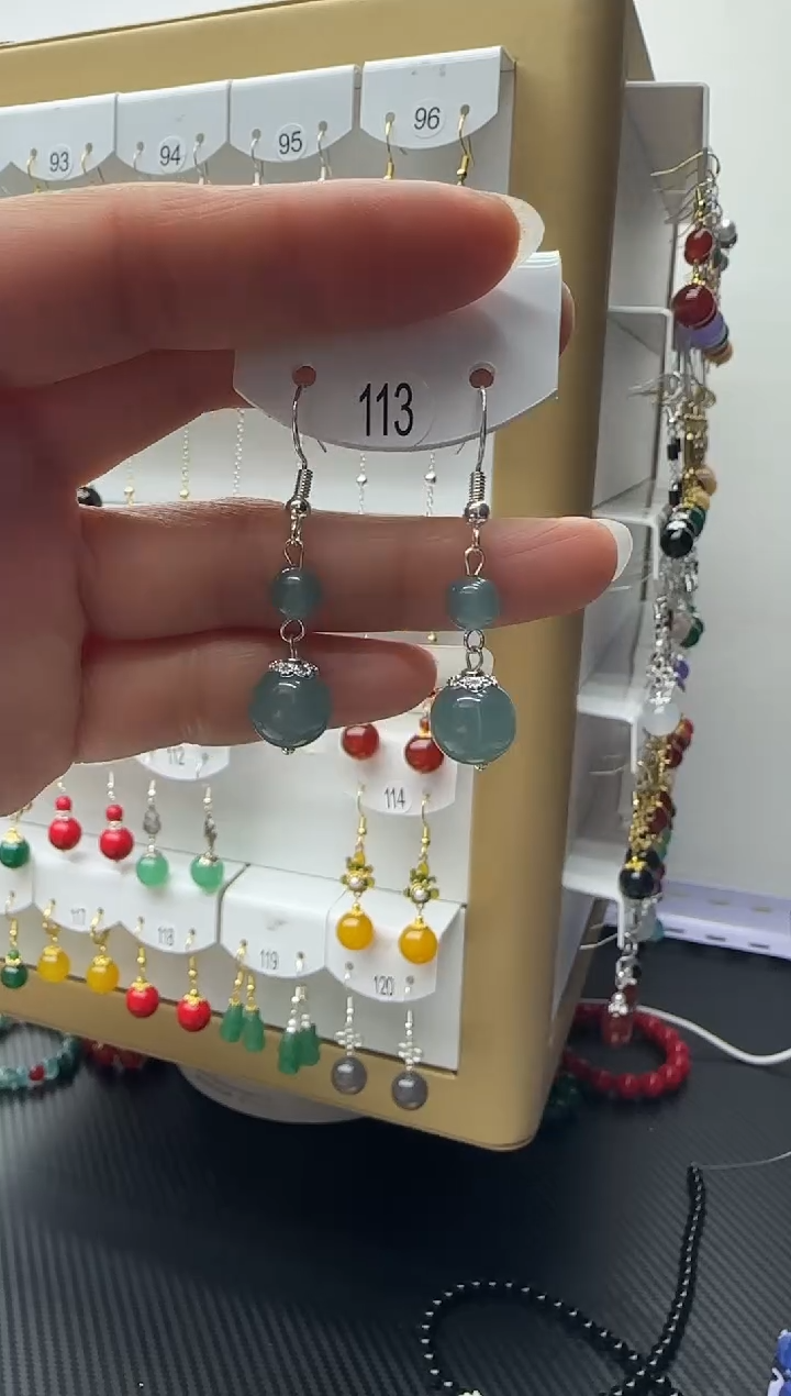 未镶嵌石英质玉（非洲翠）耳坠113