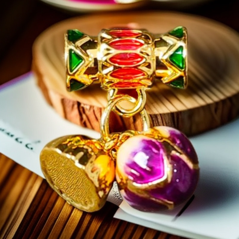 【质检发货】18K金高温烧蓝珐琅莲蓬提溜配件DIY