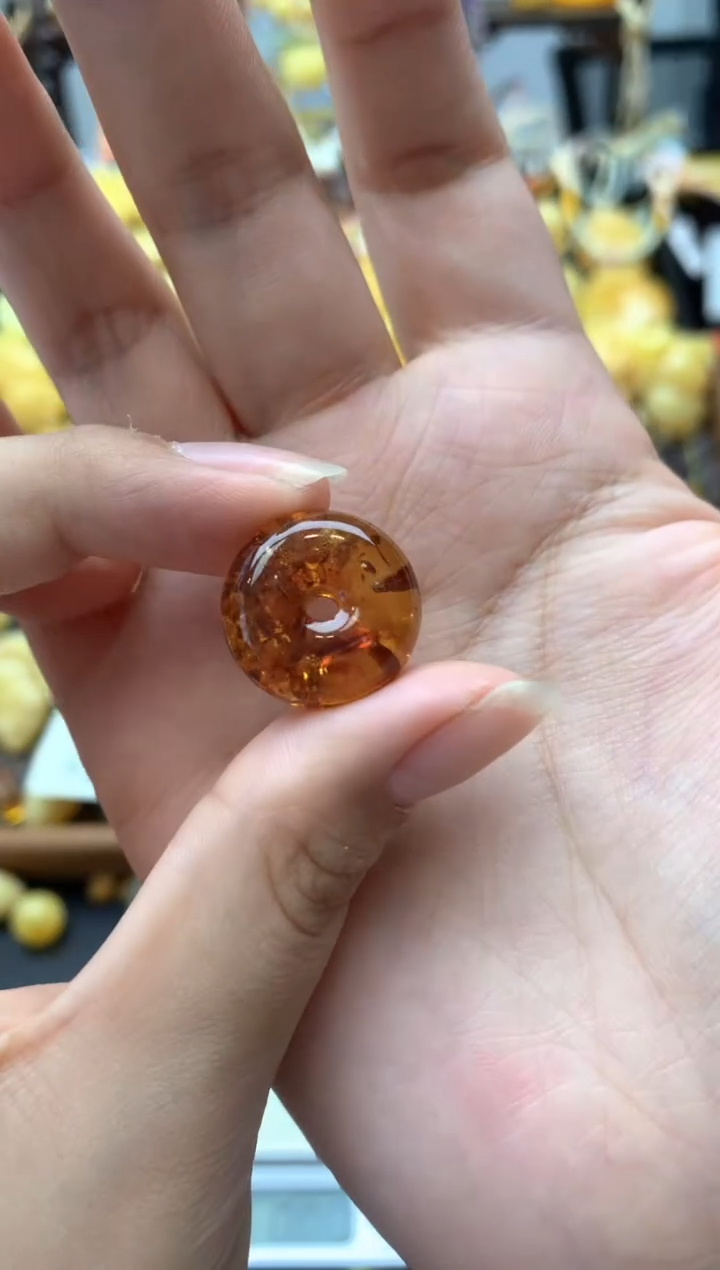 未镶嵌琥珀珠宝奇石110琥珀蜜蜡花粉有纹小坑介意勿拍