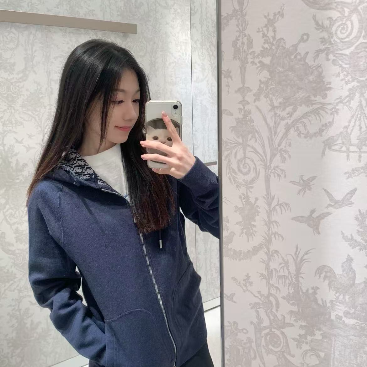 未使用 DIOR/迪奥 Dior 羊绒内里满印拉链外套S T