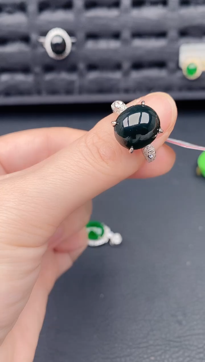银S925镶嵌戒指翡翠天然a货翡翠316
