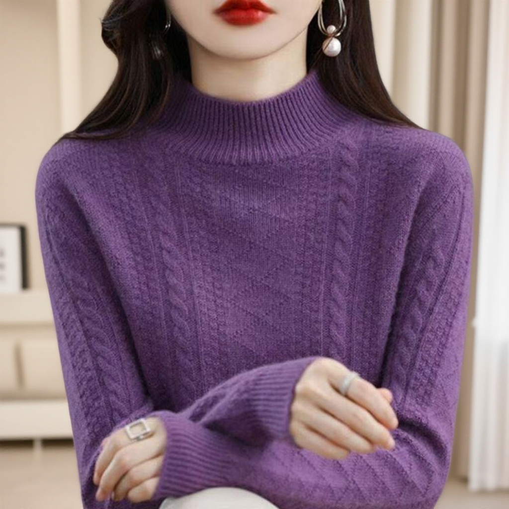 2025新款半高领纯100羊绒衫女内搭大码宽松加厚打底衫羊毛衣显瘦