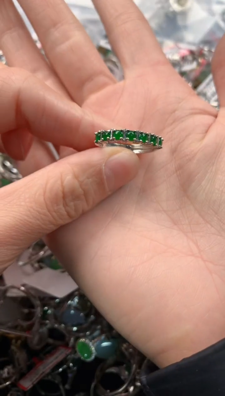 银S925镶嵌戒指翡翠444          7