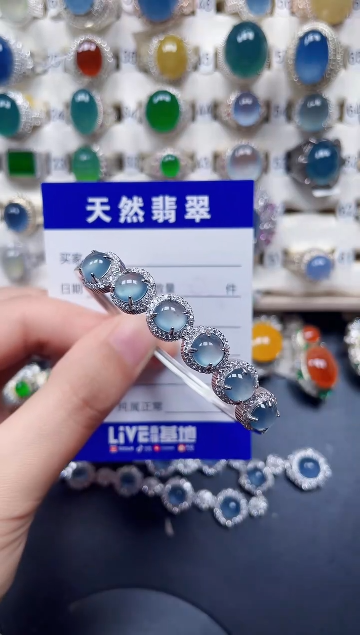 银S925镶嵌手镯翡翠266