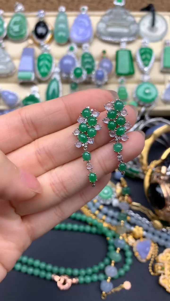 【闪购商品】翡翠耳饰18K金镶嵌451-中国好珍宝