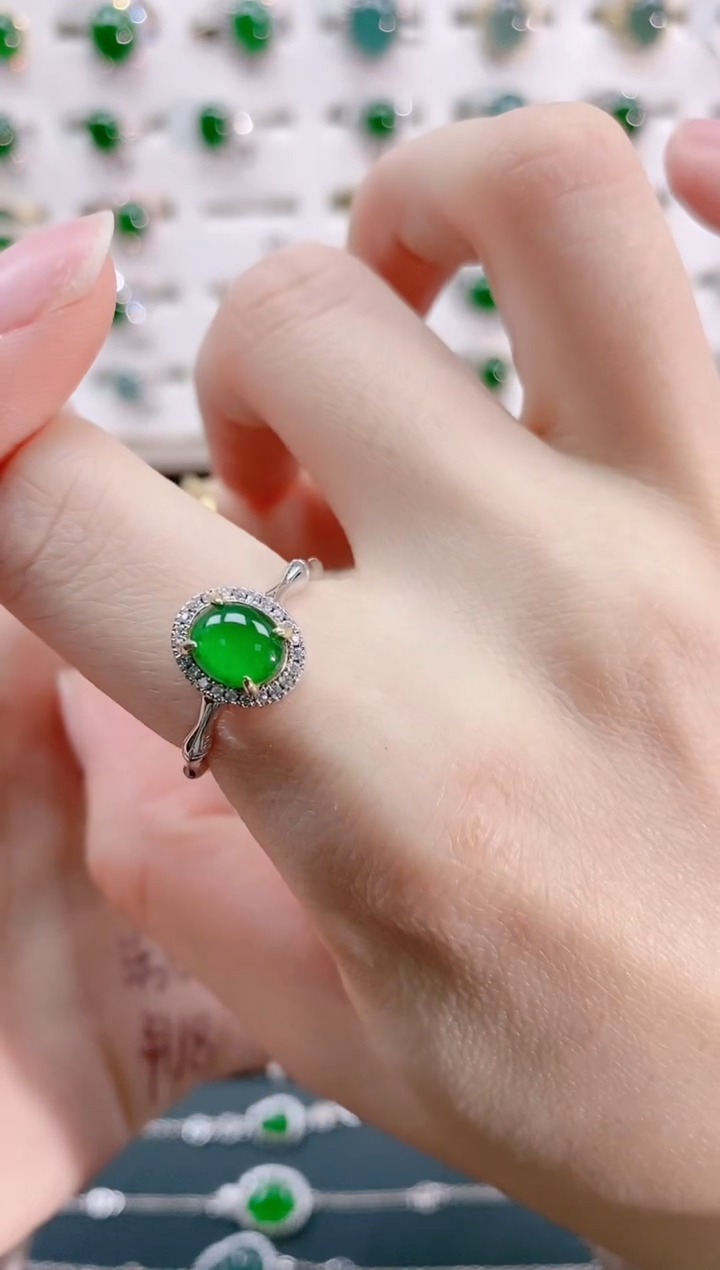 【闪购商品】翡翠戒指银S925镶嵌天然翡翠