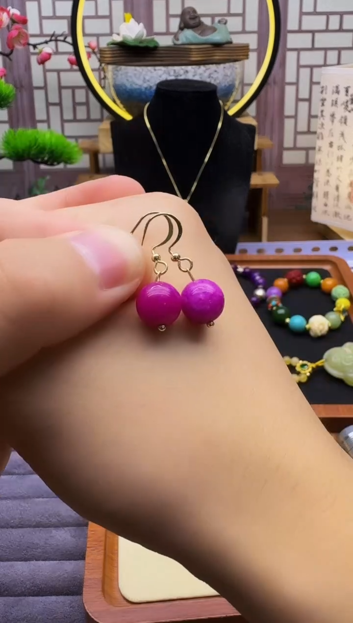 苏纪石（舒俱来）14K金镶嵌耳钉E05