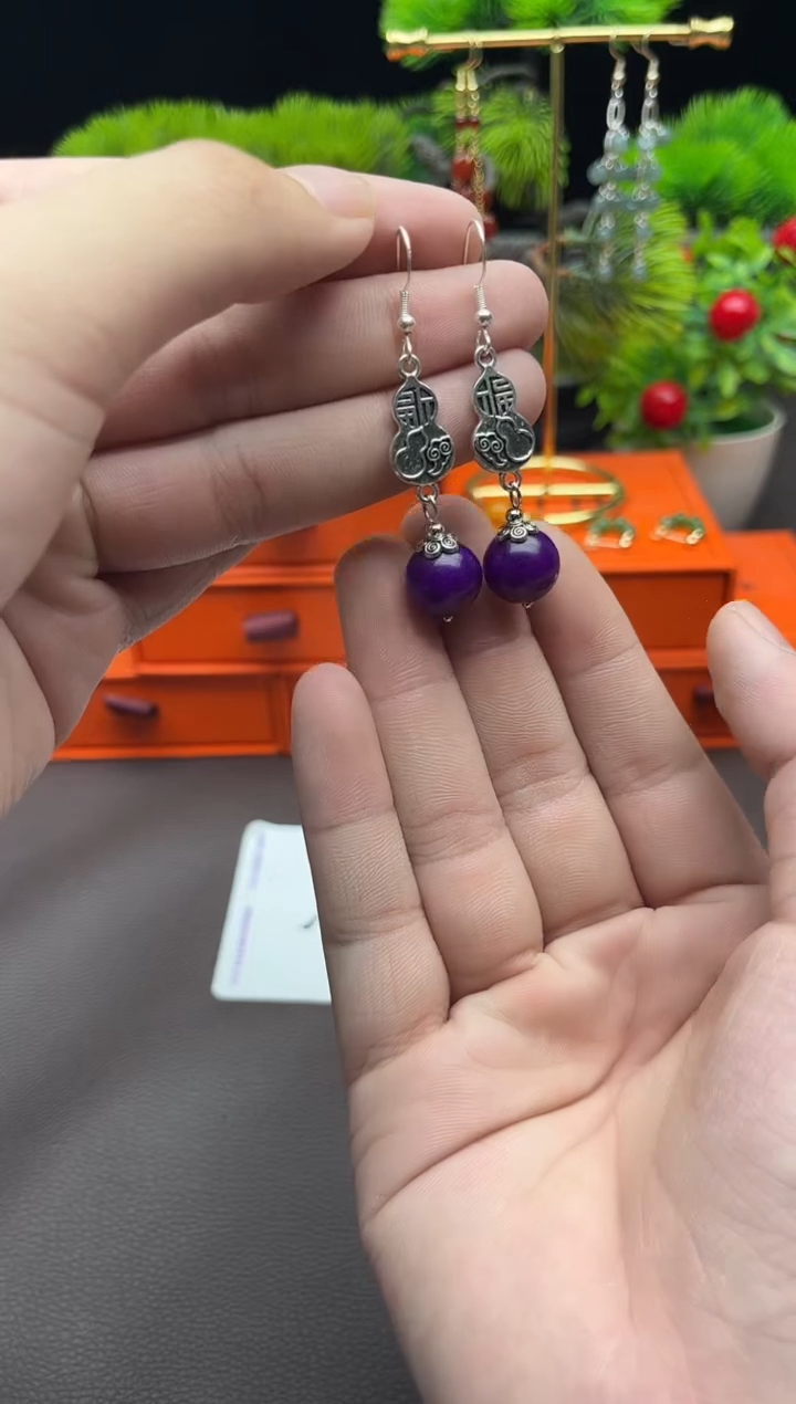 玛瑙/玉髓耳饰银S925镶嵌232