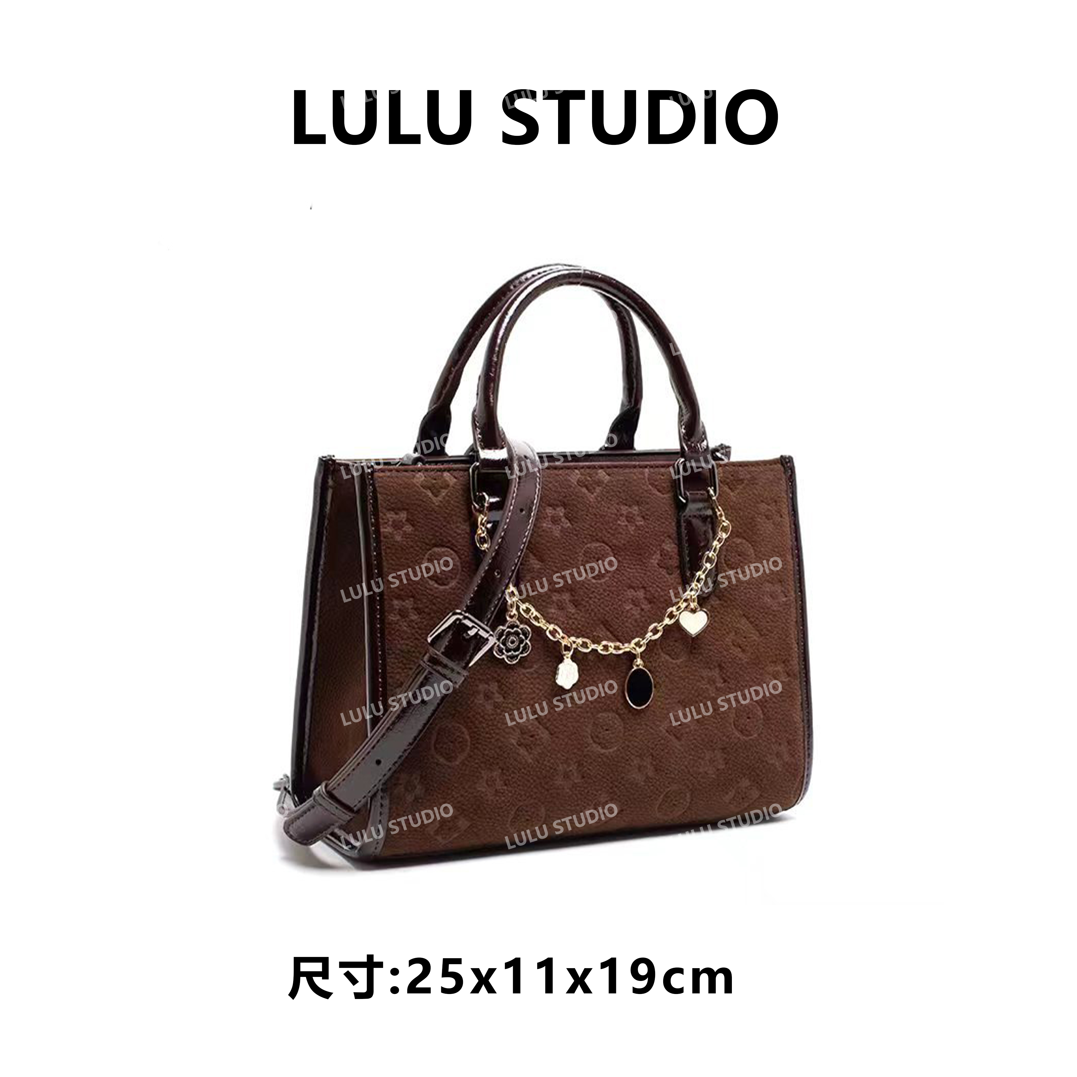 【LULU】【老花小托特】QYX-81647-巧克力酱RAIN.CUN腋下斜跨女包