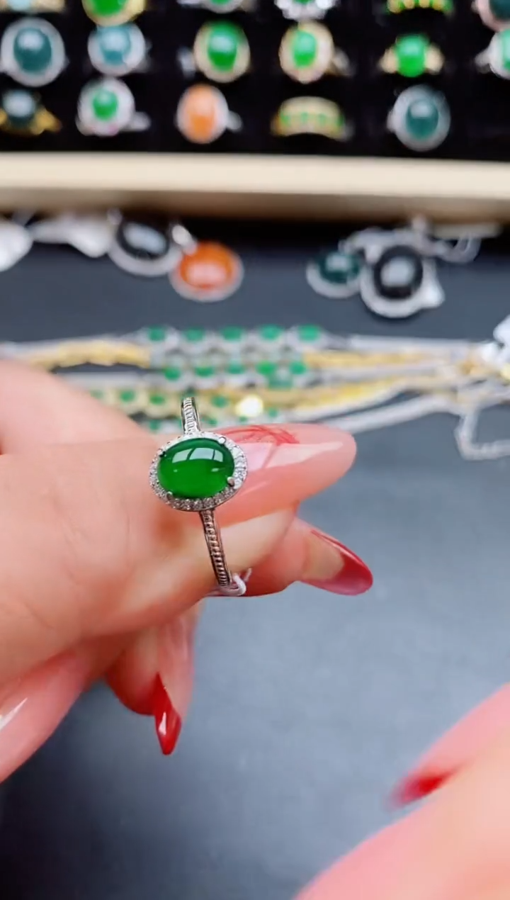 【闪购商品】翡翠戒指银S925镶嵌21321