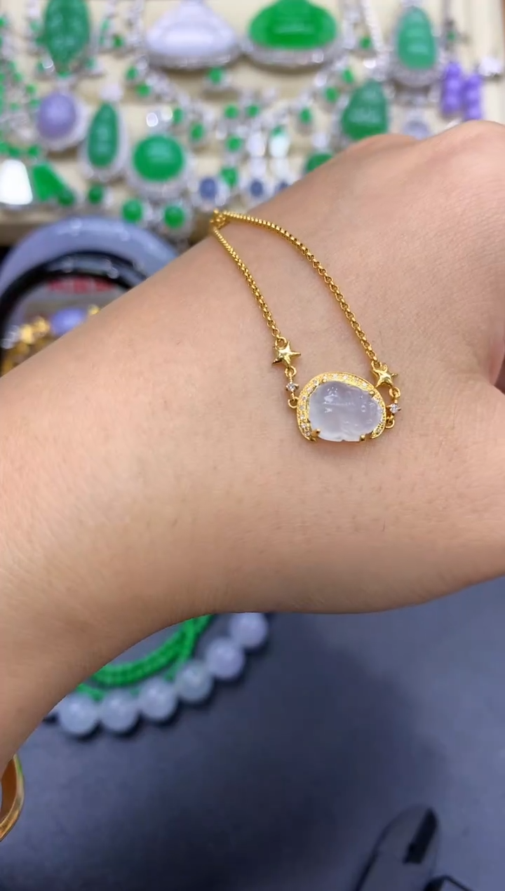 18K金镶嵌手链翡翠156-中国好珍宝