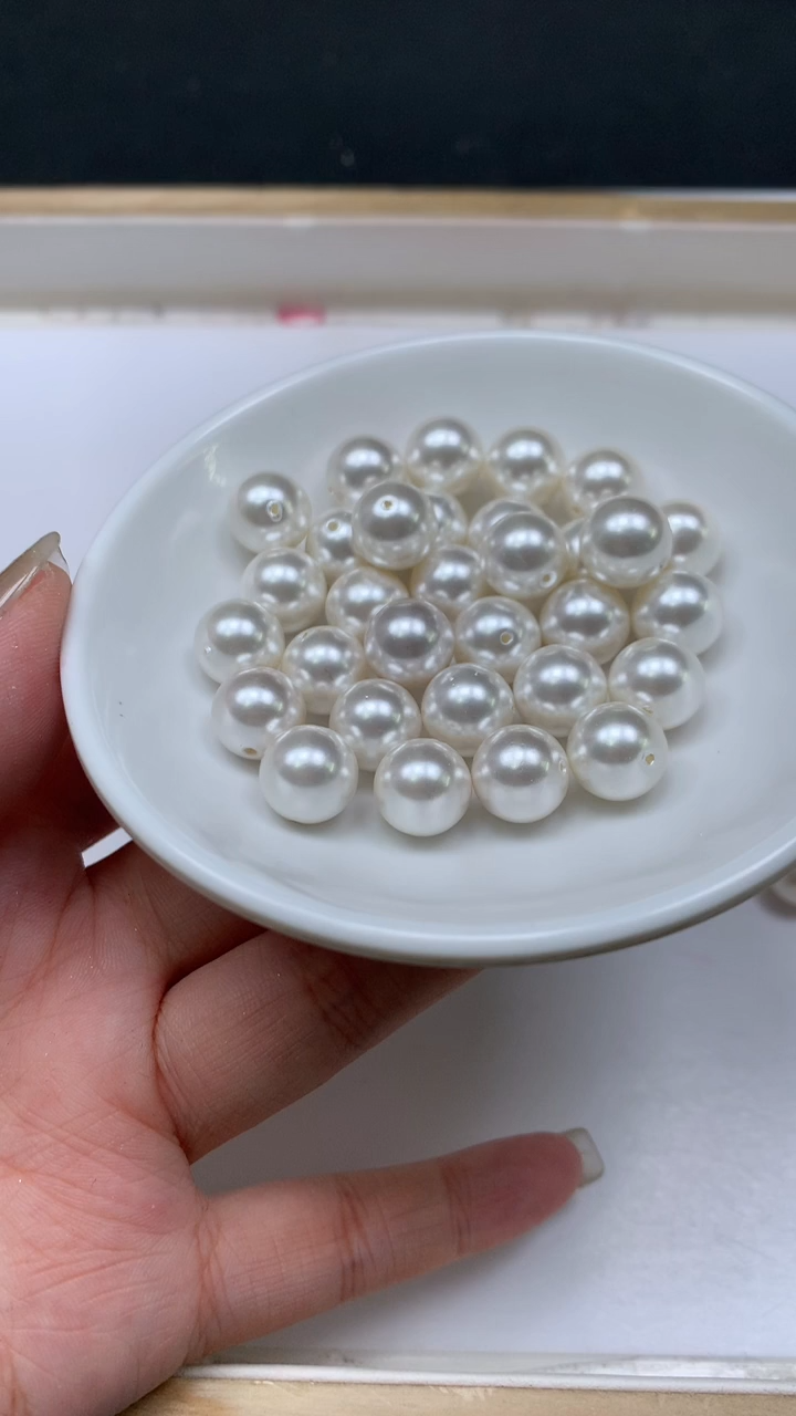 未镶嵌散珠拼合珍珠（马贝珠）B782 白贝珠10mm10个6.8元