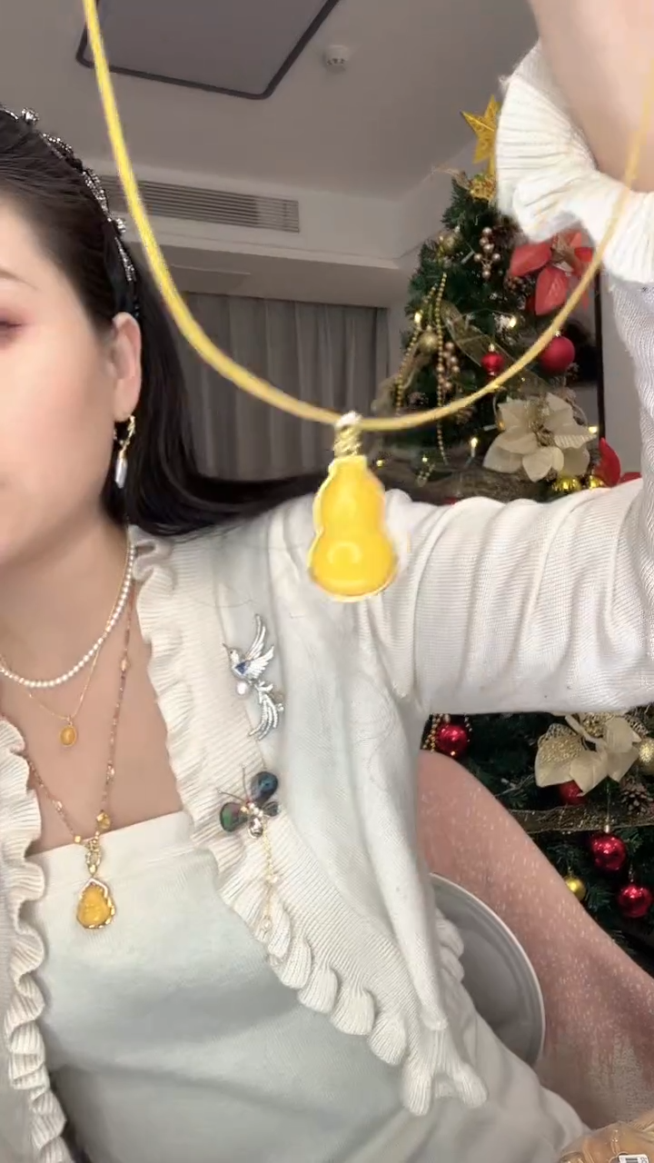 无吊坠925银鸡油黄葫芦吊坠