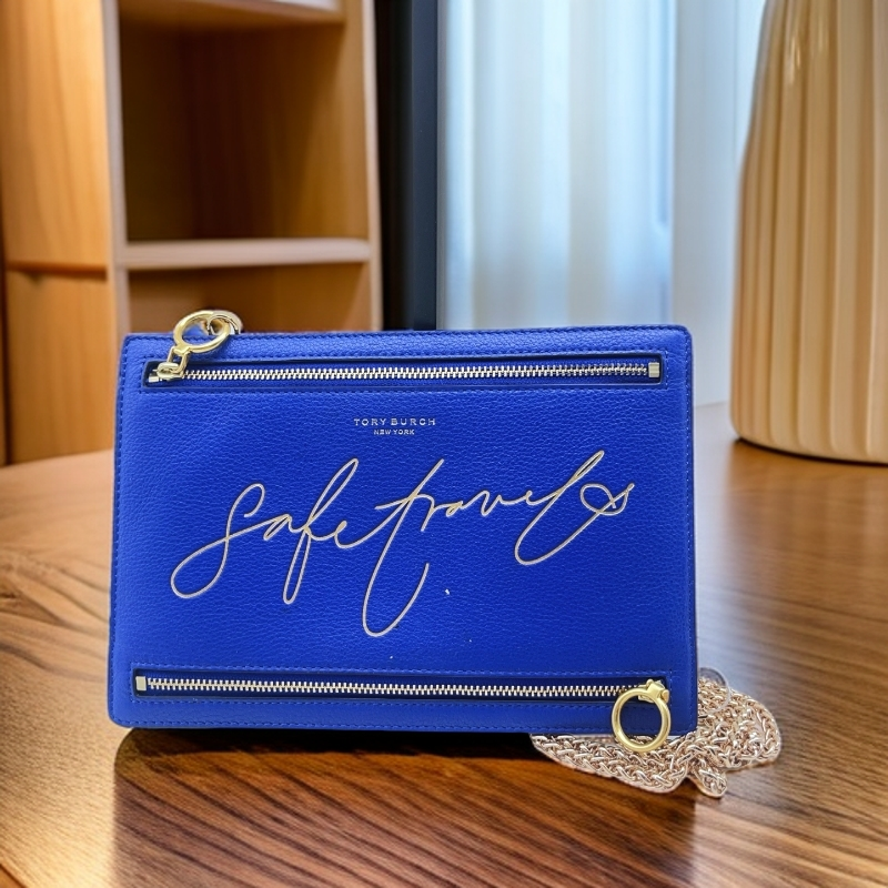 95新 TORY BURCH/汤丽柏琦  蓝色单肩包1775 8082