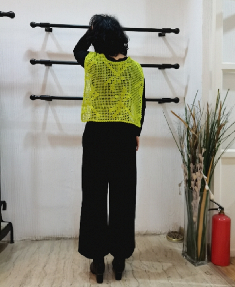 双蜓翩舞披肩小外搭材料包百搭钩针棒针编织手工制作量身订制图解