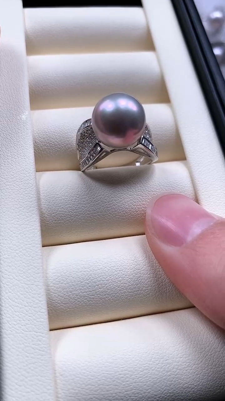 【闪购商品】淡水珍珠戒指银S925镶嵌龙鳞款珍珠戒指