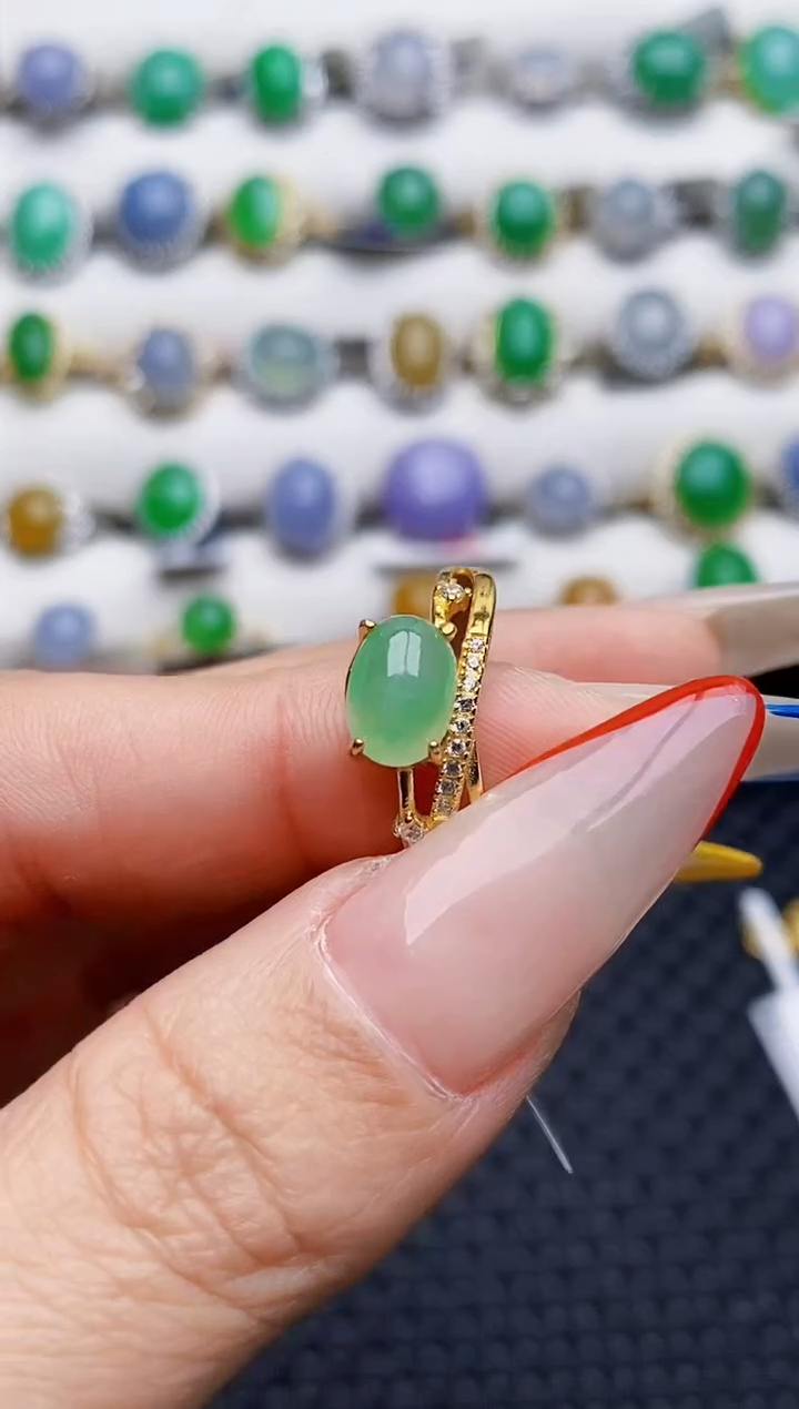 银S925镶嵌戒指翡翠0065