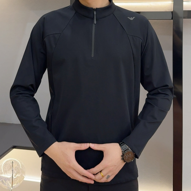 35194秋冬爆款加绒加厚户外小衫T恤男士设计感高品质时尚商务百搭