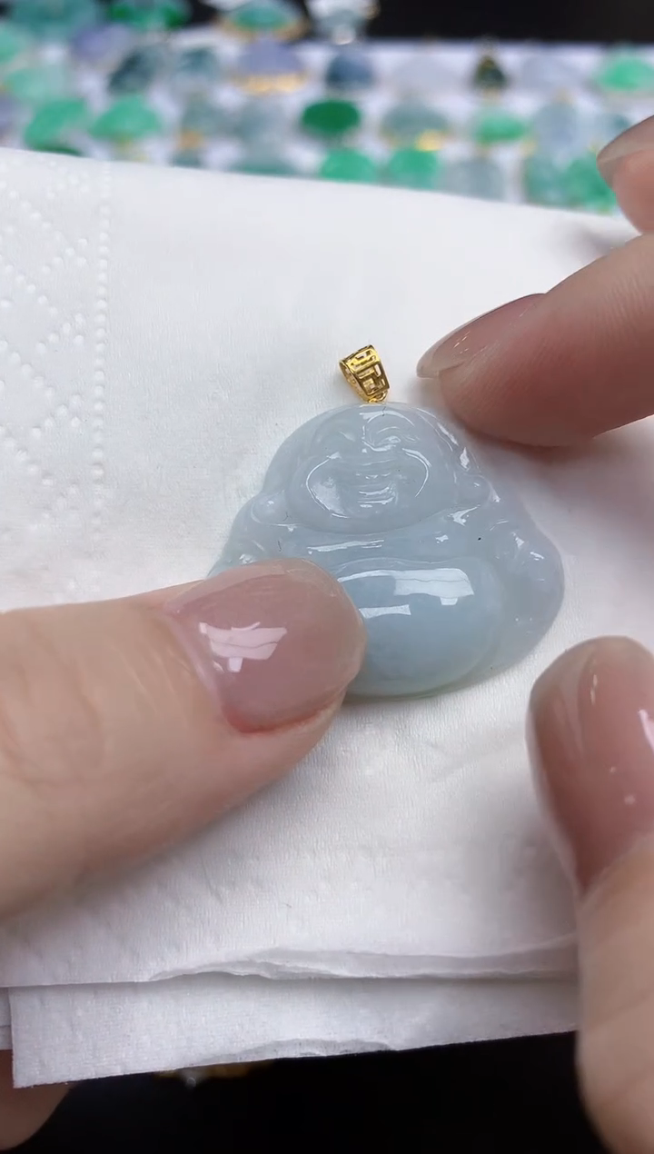 【闪购商品】翡翠颈饰18K金镶嵌天然缅甸翡翠A货