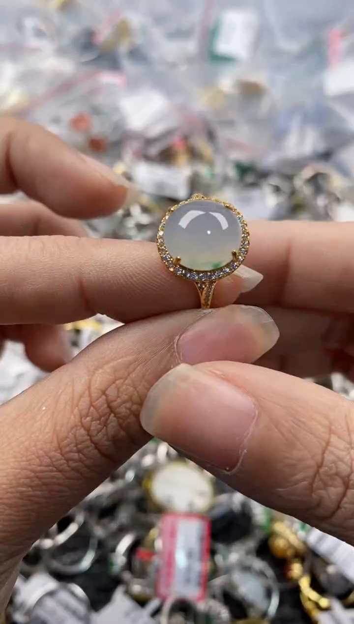 银S925镶嵌戒指翡翠555---7