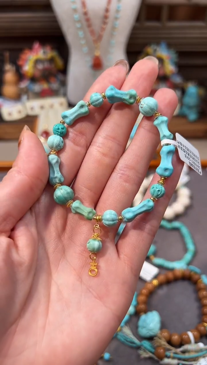 18K金镶嵌绿松石手链绿松石手链