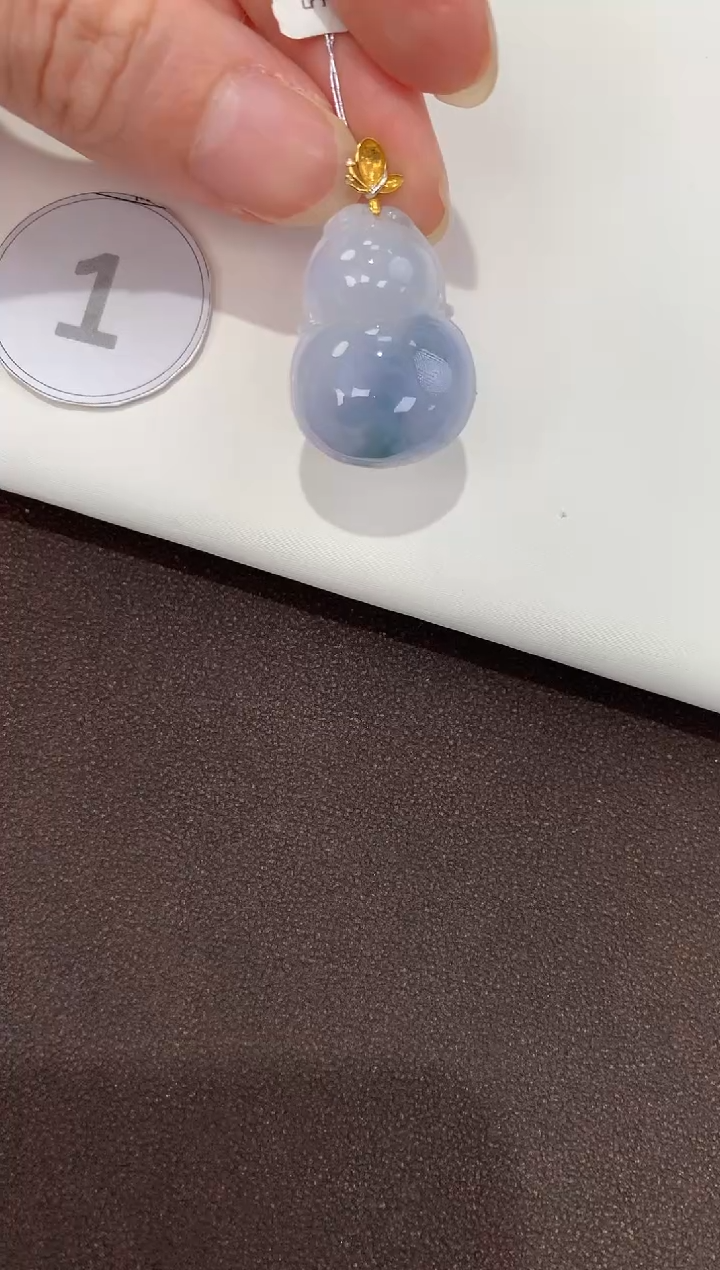 翡翠18K金镶嵌吊坠(赠链)天然缅甸a货翡翠