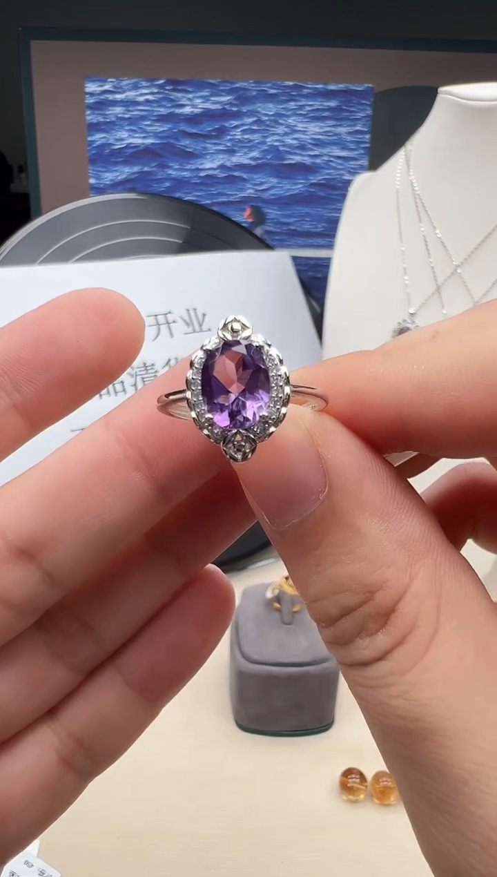 银S925镶嵌戒指紫晶140