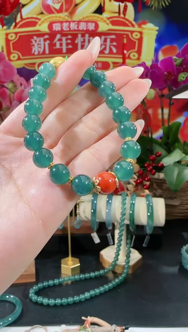 【闪购商品】翡翠手串银S925镶嵌手串多样性发一