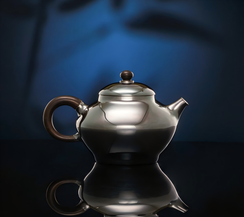 呆坐 - 整敲镜面玄紫合欢壶-茶道-茶器-茶具