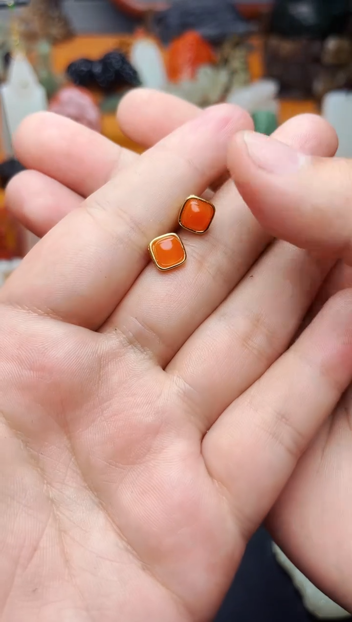 【闪购商品】南红玛瑙耳饰银S925镶嵌耳饰01