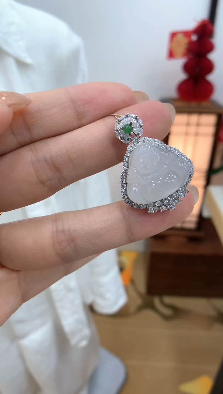 【闪购商品】翡翠颈饰银S925镶嵌佛公吊坠